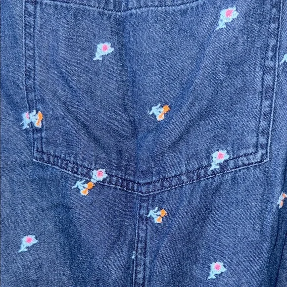 Aerie Denim Floral Romper Overall | 100% Cotton | Women’s L - Picture 4 of 11